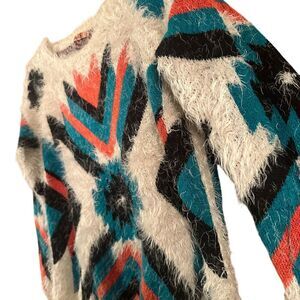 36 Point 5 Womens Aztec Native American Style Boho Hippie Eyelash Sweater Size S